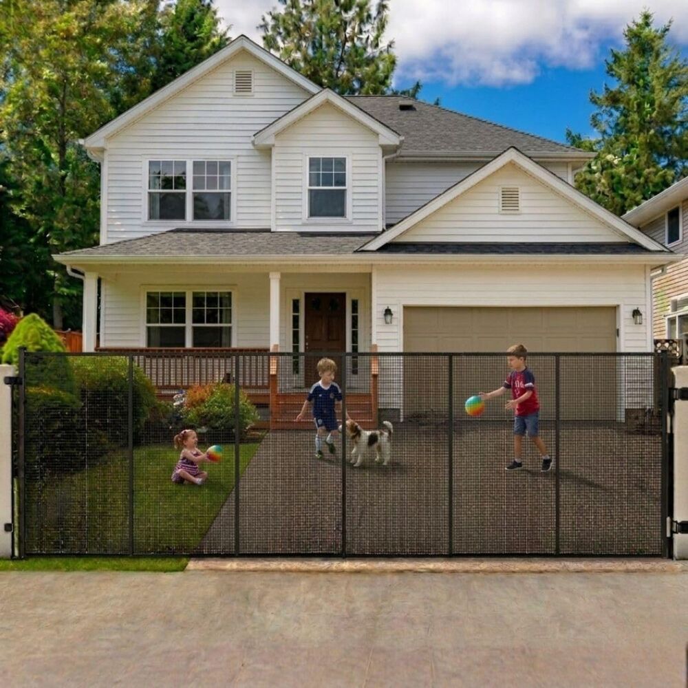 New 250" Extra Wide Retractable Baby & Pet Gate 48" Tall Mesh Black